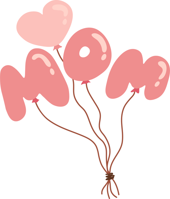 Mom Balloons Mothers Day Illustration